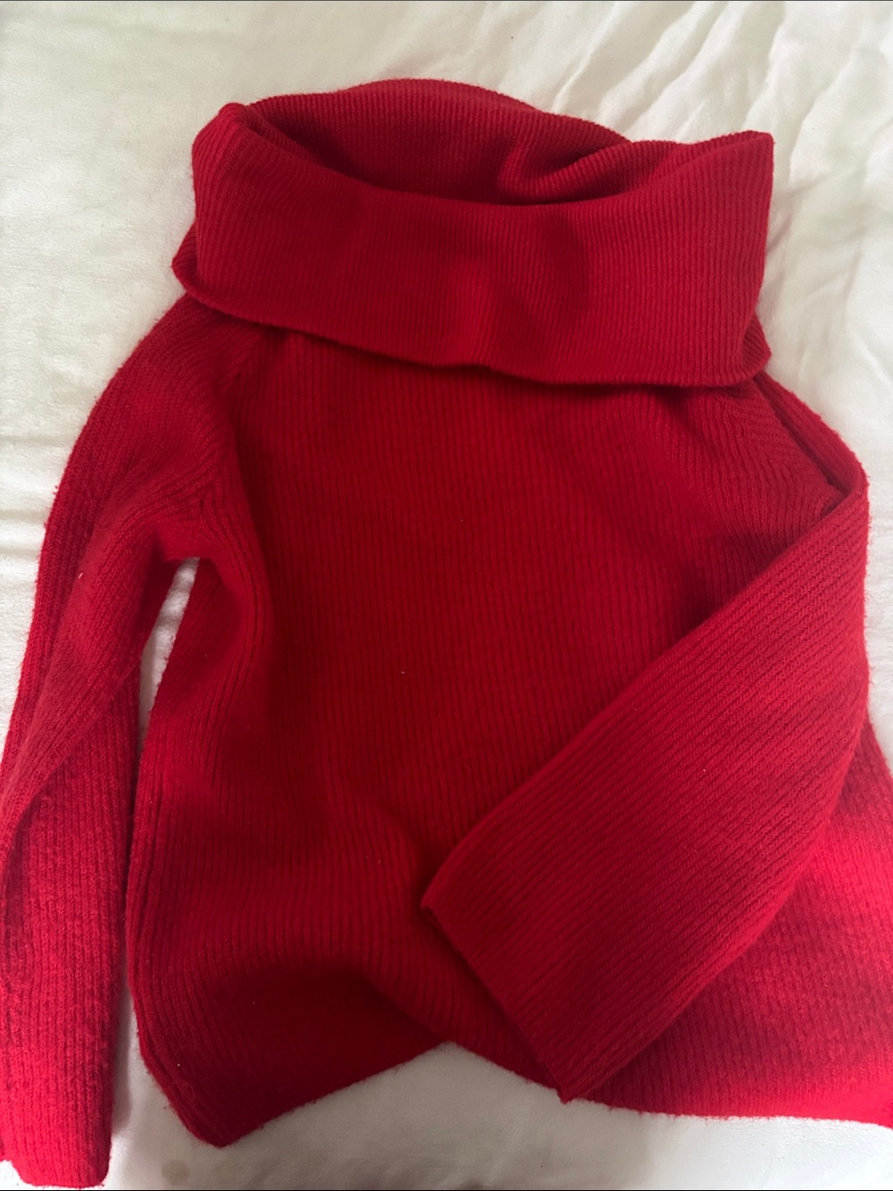 H&M Red Fold-Over Turtleneck Sweater